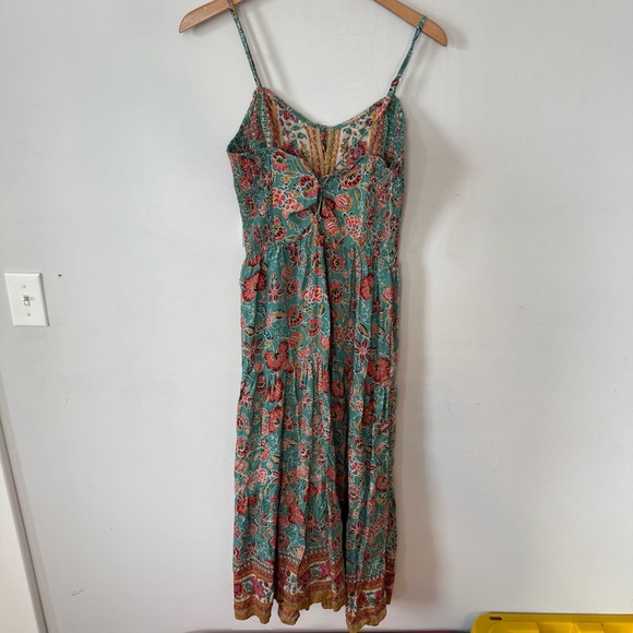 Angie Floral Maxi Dress in Teal and Red, Size L - Picture 3 of 8